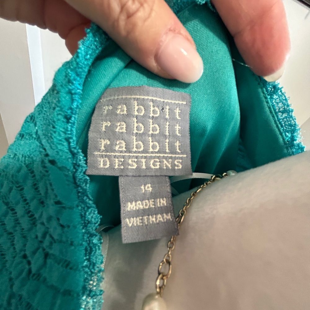 Rabbit Rabbit Rabbit Green Ruched Midi Dress - image 8